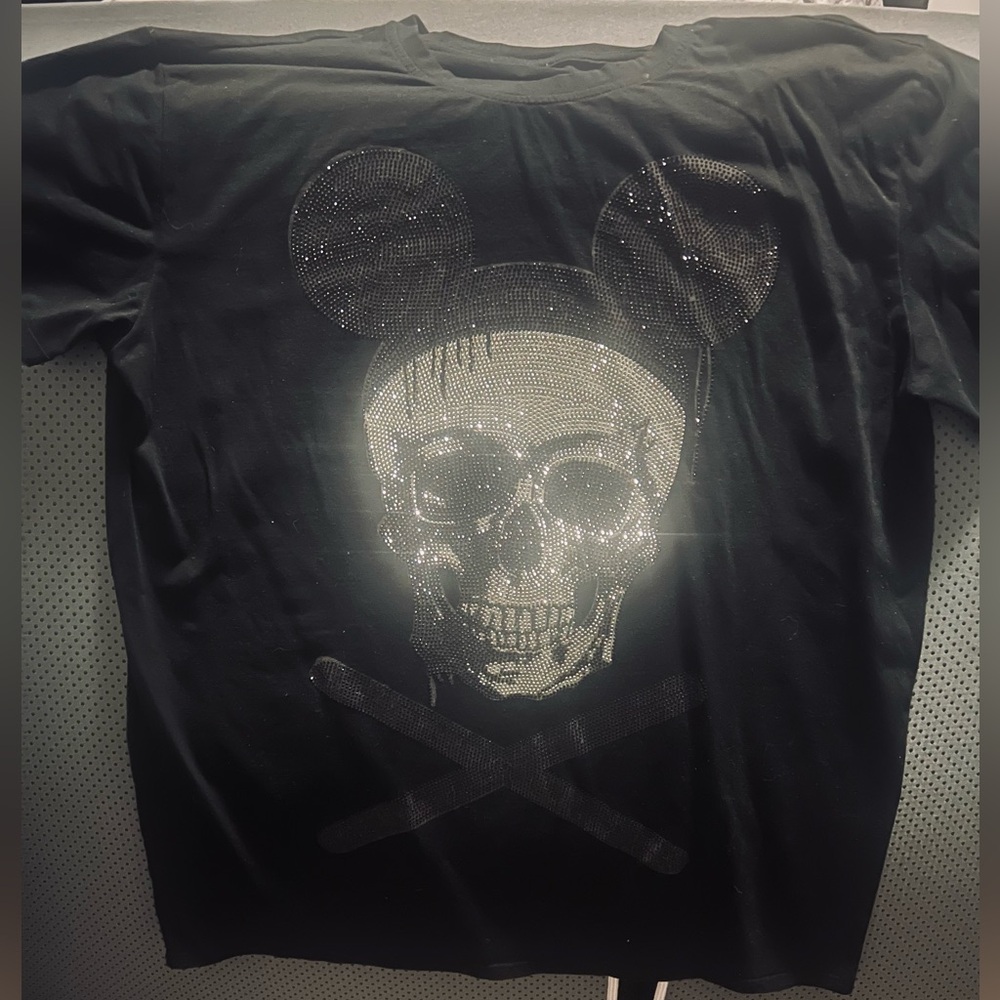 Black T-Shirt with Skull and Crossbones Design